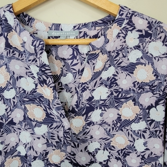 Daniel Rainn | Purple Floral Popover Blouse Size Small - Picture 3 of 6